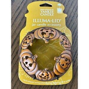 Yankee Candle Illuma Lid Topper Halloween Jack O Lantern Pumpkins Bats Retired